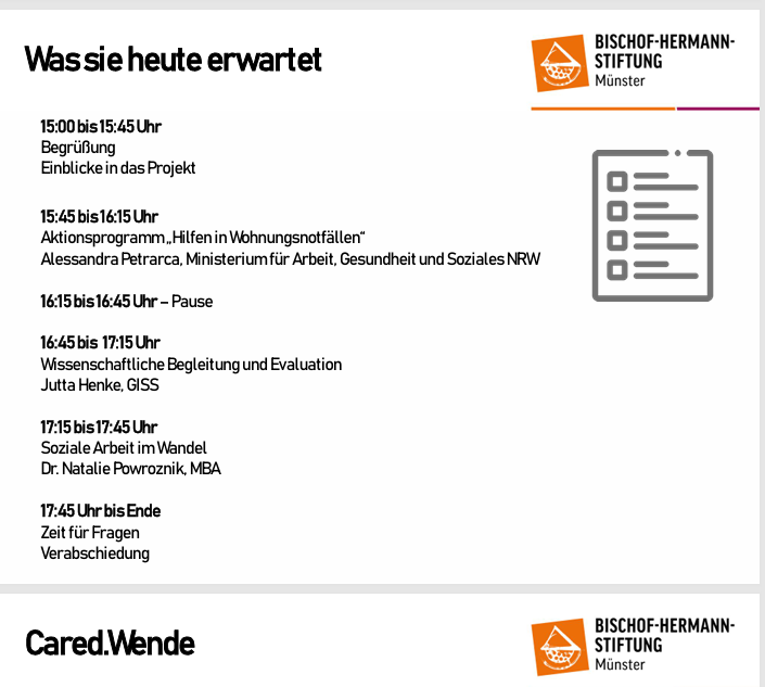 Programm Abschlussveranstaltung des Projektes CaredWende in Münster