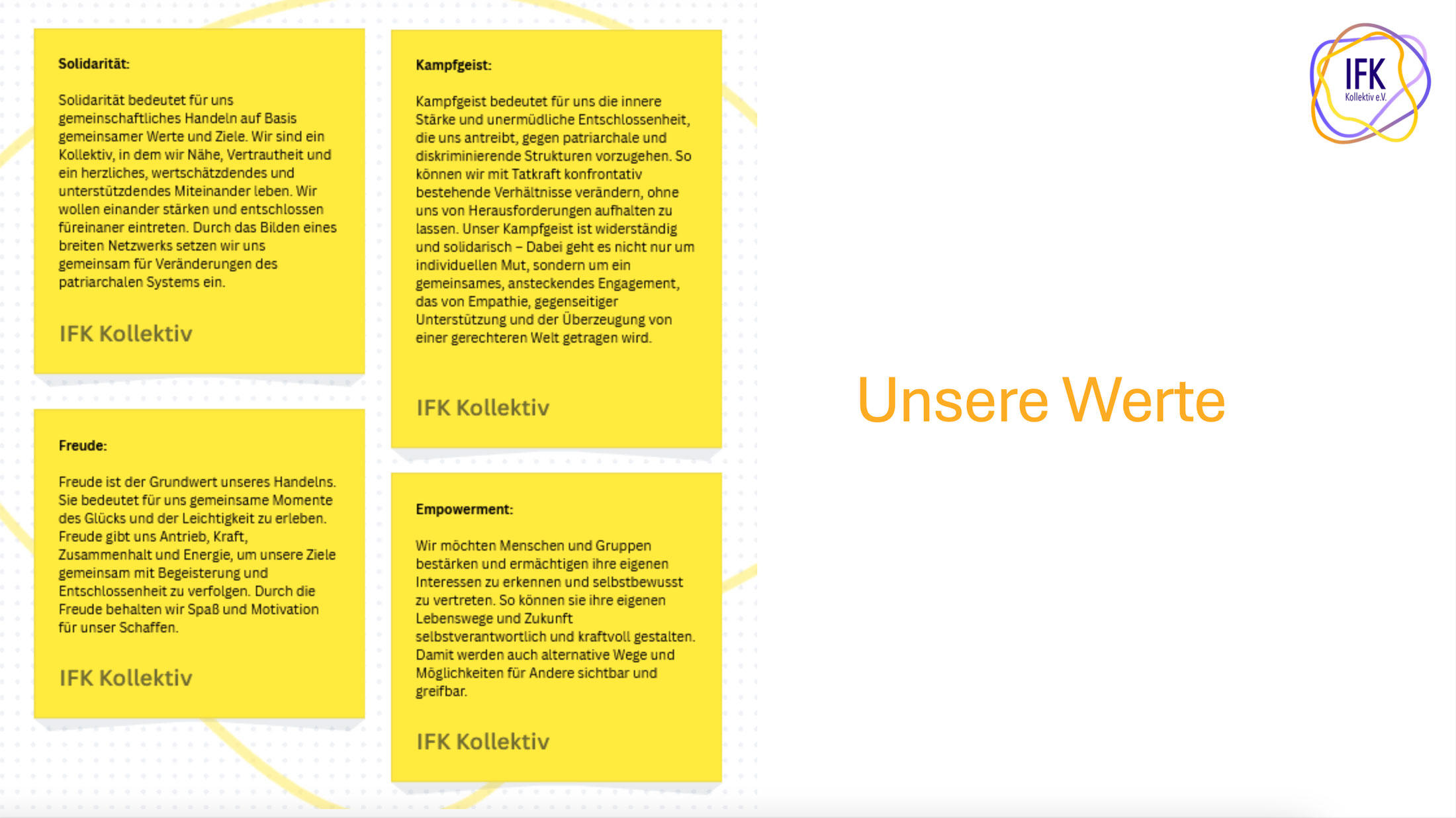 Werte IFK (Intersektionales Feministisches Kultur Kollektiv) 2